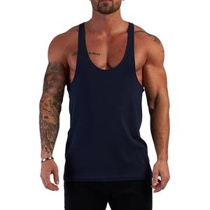 Hombres Casual Fitness Tank Tops 100% algodón Stringer Singlet transpirable gimnasio en blanco al por mayor - Product Image 1