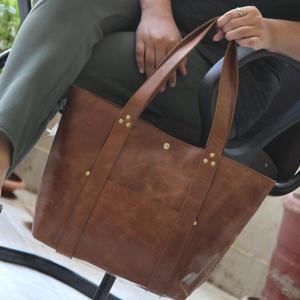 Sac à main rétro en cuir naturel pour femmes, fourre-tout élégant, imitation Grain - Product Image 3