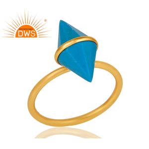 Spike-anillo con estilo chapado en oro de 18k, joyería de plata de ley, piedra preciosa turquesa, proveedor de joyería - Product Image 2