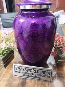 Urne de crémation pour adultes en aluminium imprimé violet et noir Brassworld Inde Fournitures funéraires en métal - Product Image 3