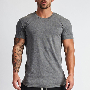 ที่มีคุณภาพสูงขายส่งพื้นฐานพิมพ์หน้าจอเสื้อยืดผ้าฝ้าย95% 5% อีลาสเทนเสื้อยืดโค้ง Hem - Product Image 3