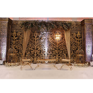 แผงฉากหลังเวทีงานแต่งงานของชาวยิวราชินีวินเทจแผงนกยูงสำหรับตกแต่งพิธีแต่งงานแบบอาหรับกรอบด้านหลังที่สง่างาม - Product Image 1
