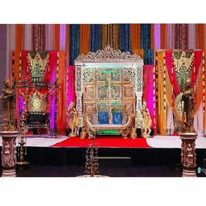 Rajasthani Royal Weddings Stage Decoration Marwari Theme Stage Decor for Wedding Stylish Indian Wedding Stage Decoration - Product Image 1