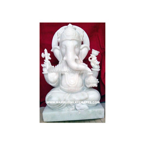 Statue Ganesha en marbre blanc, Statue - Product Image 1