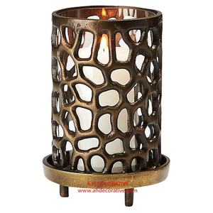 Eco Friendly New Cylinder <b>Candles</b> Stand Black & Bronzed Metal Handmade <b>Candle</b> Holder With Footed Base - Product Image 2