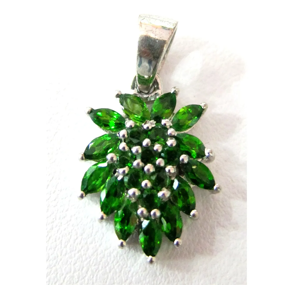 wholesale fashion green stone 925 sterling silver cz pendant jewelry gemstone silver pendants