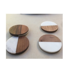 Posavasos de piedra de madera y mármol Decoraciones para el hogar Juego de posavasos de estilo redondo de lujo - Product Image 1