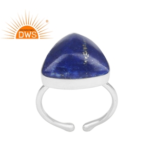Jewelry 925 Fine Sterling Silver Triangular <b>Lapis</b> <b>Lazuli</b> Gemstone <b>Ring</b> Adjustable <b>Ring</b> Manufacturer Jewelry - Product Image 1