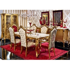 Juego de mesa de comedor de diseñador de lujo, muebles clásicos de madera de teca para decoración del hogar - Product Image 1