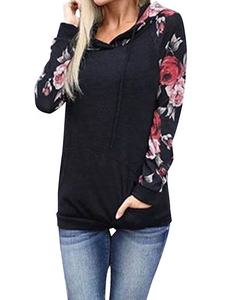 Sweat à capuche pour femme, sweat à capuche luxueux, à manches longues, imprimé Floral, avec poche, à manches en Raglan - Product Image 6
