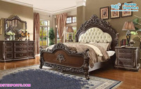 Lit blanc de style français de luxe en teck, sculpté à la main, durable, meubles de chambre à coucher en bois massif européen