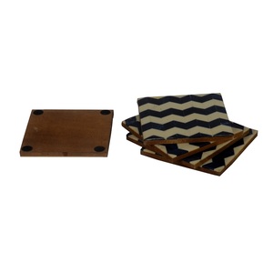 Zik Zak Bois et D'incrustation D'os Table Sous-verres - Product Image 1