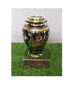 Brassworld India Engraved Purple and Silver Cremation Urn Funeral Supplies - Product Image 1