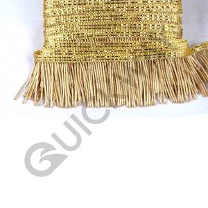 Venta al por mayor de alta calidad de encargo de doble cara de oro hecho a mano borla flecos de encaje para el uso de prendas de vestir de forma rápida industrias de venta - Product Image 6