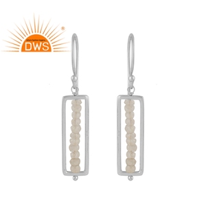 Rainbow <b>Moonstone</b> Gemstone Earrings Jewelry Designer 925 Sterling Fine Silver Women's Hook Earrings Supplier - Product Image 1