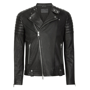 Chaqueta de cuero con cuello levantado de invierno para hombre con patrón de letras único - Product Image 1