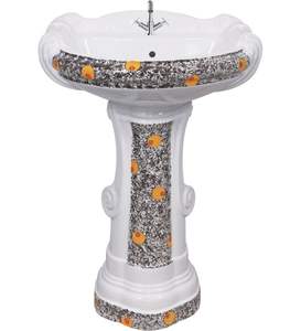 Material de construcción sanitario indio de cerámica Sanitaryware 7604 Lavabo Con pedestal 625x450mm para baño. - Product Image 4