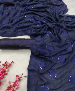 Vêtements de fête brodés lourds nouvelle collection toutes tailles et couleurs tissu en filet brodé femmes indiennes portent Saree prêt à l'emploi avec ethnique - Product Image 5