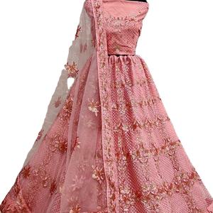 ชุดเดรสยาวหรูหราสไตล์วินเทจสำหรับผู้หญิง,ชุดเดรสผู้หญิงทรงพีช Lahnga Choli เสื้อผ้ามุสลิมตัวยาวดูหรูหรา - Product Image 1