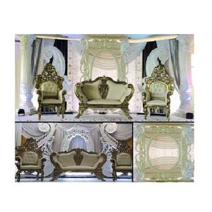 Magnífico escenario de boda muebles de Bollywood boda madera tallada plata sofá conjunto de lujo asiático muebles de boda conjunto - Product Image 1