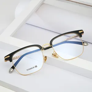 卸売光学眼鏡フレームメガネ金属とアセテートの組み合わせ金属品質ヒンジ光学フレーム