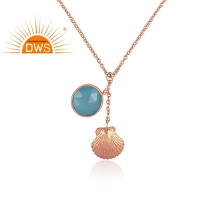 Collier pendentif en argent sterling 925 avec pierre précieuse Aqua calcédoine naturelle Fabricant de bijoux Collection délicate - Product Image 2