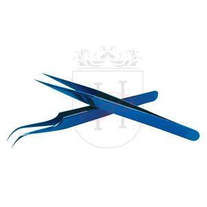 Paire de pinces à épiler bleues pour faux cils, incurvés et droits, pour étiquette privée, paire de faux-cils, outils de maquillage, - Product Image 1