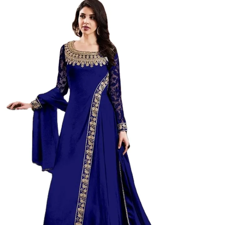 Eid 축제 특별 디자이너 무거운 조젯 패브릭 이슬람 스타일 Aanarkali Salwar Kameez 아름다운 국경