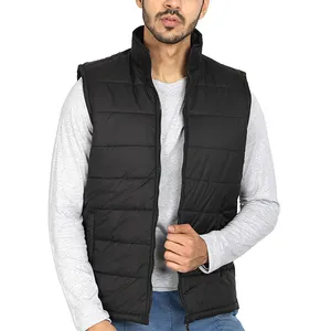 Best Quality Men's Puffer Vest Color Black Plain Puffy Vest For Sale