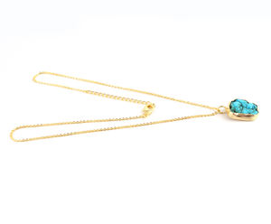 Factory Wholesale Natural Raw Arizona Turquoise Birthstone Pendant <b>Necklace</b> Gold Plated Texture Link <b>Chain</b> <b>Necklace</b> <b>Fashion</b> Gift - Product Image 3