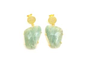 Boucles d'oreilles en pierres précieuses amazonite faites à la main plaqué or forme naturelle à facettes cadeau à la mode pour elle avec beauté naturelle - Product Image 3