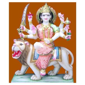 Idolos de la Diosa Sherawali en Mármol Blanco - Product Image 1