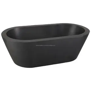 69 Inch Metal Luxury Freestanding Bath Tub With Black Powder Coating Finishing Hammered Design Oval Shape For Soaking