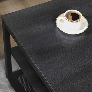 Vases style vintage, meuble de salon modèle Espresso industriel, cadre métallique en bois foncé, Table basse de style décontracté avec rangement des étagères - Product Image 6