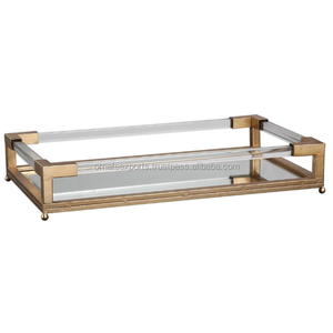 Bandeja Rectangular Resistente Hecha a Mano al por Mayor, Acabado Pulido, Material de Hierro Dorado y Acrílico, Decorativa para Restaurantes - Product Image 5