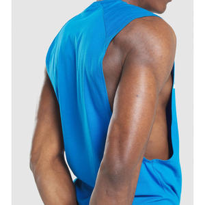 Camiseta sin mangas deportiva de gimnasio personalizada de alta calidad para hombre, dobladillo redondo con bolsillo con cremallera, estilo informal al por mayor - Product Image 1