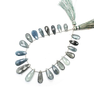 Aigue-marine naturelle en mousse, 21 pièces, de 6x14MM à 10x24MM, à facettes en forme de poire, de bonne qualité - Product Image 1