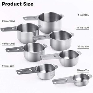 Ensemble de 4 tasses à mesurer en acier inoxydable avec poignées rouges gravées, parfaites pour la cuisson et la cuisine. - Product Image 5