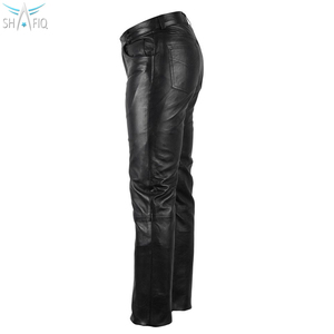 Pantalon en cuir véritable pour hommes,, de bonne qualité, couleur noire, peau de mouton, meilleur prix - Product Image 4