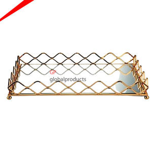 Plateau de service de luxe en verre écologique, avec poignées finis, plateau de décoration pour mariage, maison, hôtel - Product Image 1