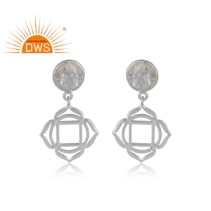 Holy Root-pendiente de Chakra en plata sólida con piedra lunar de arcoíris, Pendientes colgantes de piedras preciosas, joyería al por mayor - Product Image 3