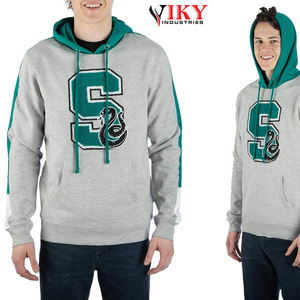 เสื้อมีฮู้ดผ้ากำมะหยี่ปักลายแบบสวมหัว,อักษร Chenille จากฝรั่งเศส - Product Image 4