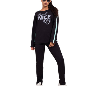 Conjuntos deportivos casuales al por mayor para mujer, con cremallera y diseño de empalme, personalizados, de 2 piezas. - Product Image 3