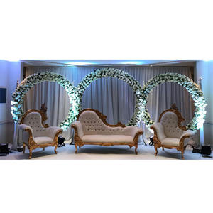 Ensemble de canapés de scène de réception de mariage moderne, bois traité en couleur personnalisée, taille personnalisée, ensemble de canapés trône pour la mariée et le marié - Product Image 1