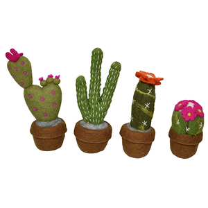 Juego de plantas de cactus de fieltro hecho a mano, sin necesidad de agua, artesanía de Nepal de 100% lana para decoraciones de Navidad y Año Nuevo - Product Image 1
