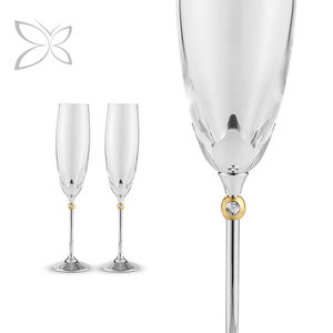 Flûtes à vin en cristal de verre K9 taillé brillant, or rose noir, 6,1x25,5 cm, en fer, cadeau pour couple nouvellement marié - Product Image 2