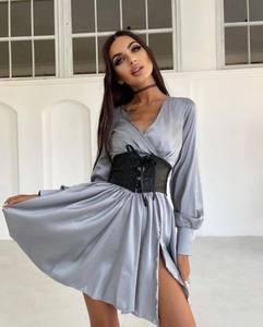 Robe portefeuille courte pour femme, vêtements de plage, imprimé Floral, style Boho, avec volants, manches courtes, Mini, portefeuille, été, collection 2022 - Product Image 4