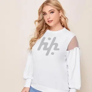 Plus Contrast Mesh Sleeve Sweatshirt Women Light Weight Premium Quality Sweatshirt for Women Manufactured by Huzaifa Products