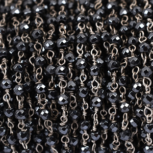 Cuentas de espinela negra Piedra preciosa Cadena de cuentas de rosario de plata de ley 925 Collar de cuentas de diseño hermoso. Fabricación mayorista POR CDP - Product Image 3