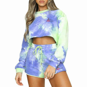 Full Sleeve Workout <b>Crop</b> <b>Tops</b> with Sweat Comfortable <b>Shorts</b> Multi Color Summer <b>Sets</b> - Product Image 4